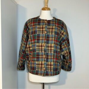 Vintage Plaid Button-Up Jacket